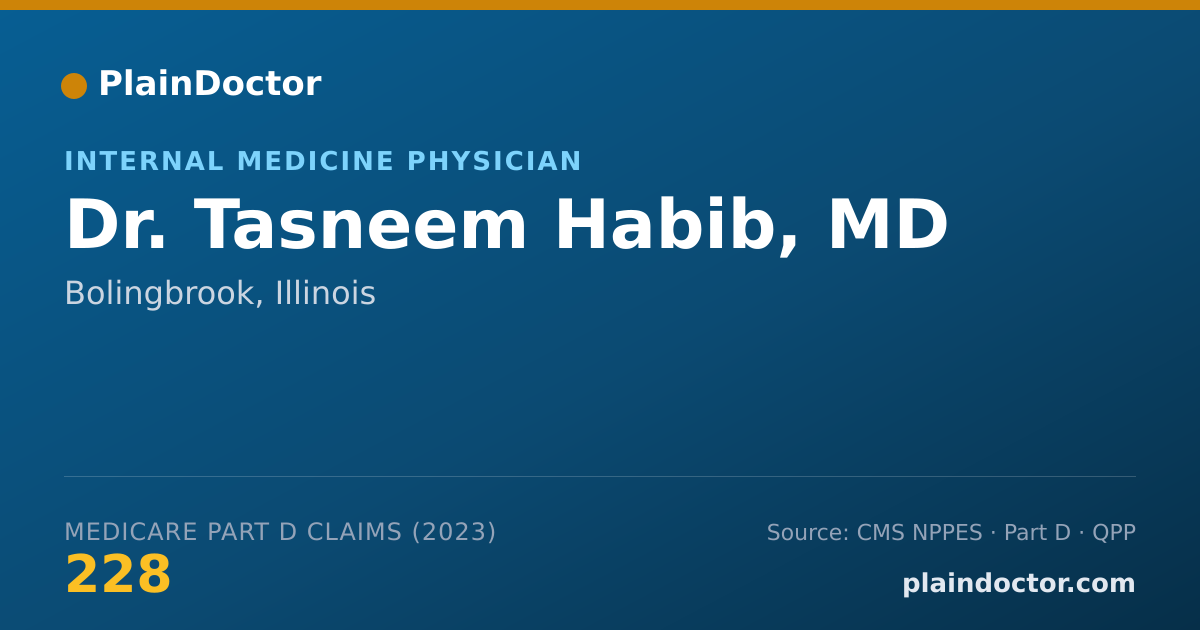 Shareable card for Tasneem Habib, MD - Internal Medicine Physician, Bolingbrook, IL