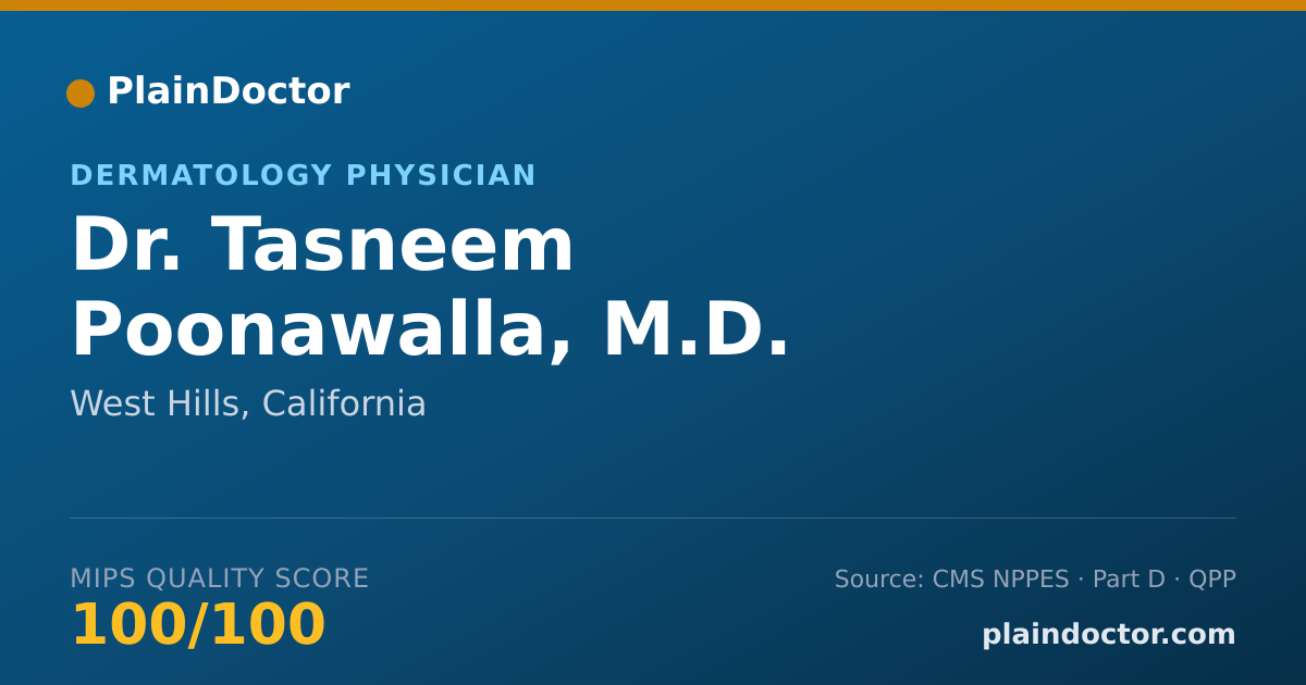 Shareable card for Tasneem Poonawalla, M.D. - Dermatology Physician, West Hills, CA