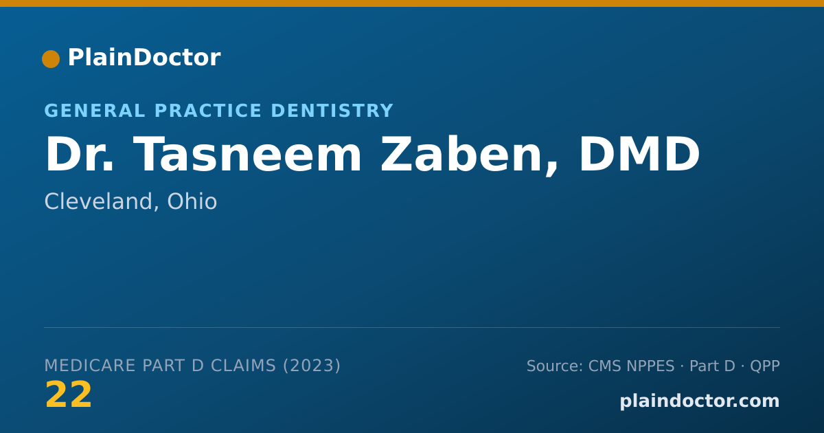 Shareable card for Tasneem Zaben, DMD - General Practice Dentistry, Cleveland, OH