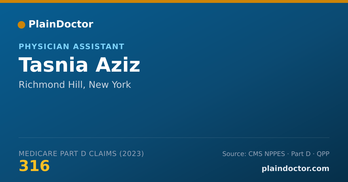Shareable card for Tasnia Aziz - Physician Assistant, Richmond Hill, NY