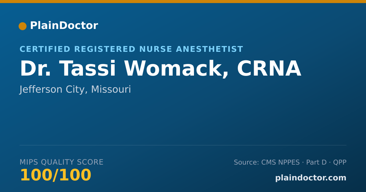 Shareable card for Tassi Womack, CRNA - Certified Registered Nurse Anesthetist, Jefferson City, MO