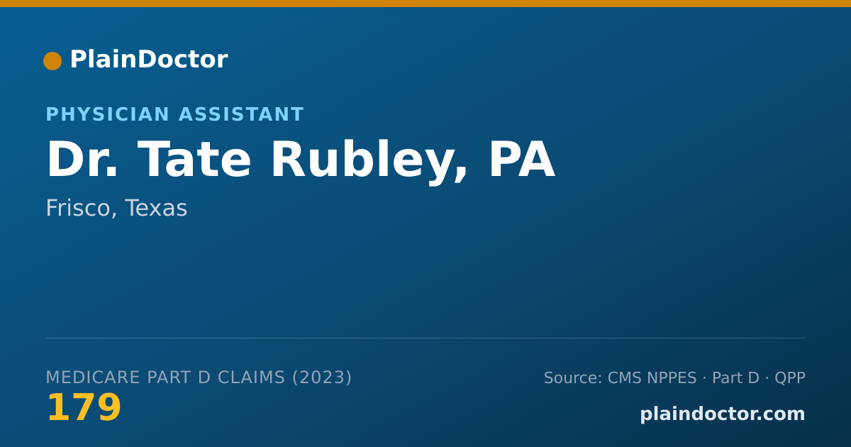 Shareable card for Tate Rubley, PA - Physician Assistant, Frisco, TX