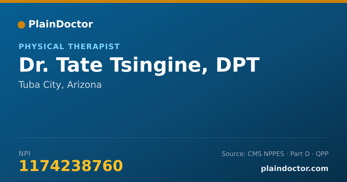 Shareable card for Tate Tsingine, DPT - Physical Therapist, Tuba City, AZ