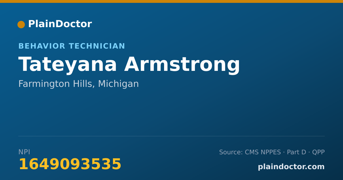 Shareable card for Tateyana Armstrong - Behavior Technician, Farmington Hills, MI
