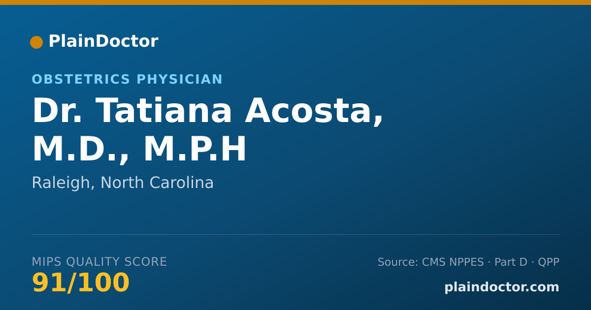 Shareable card for Tatiana Acosta, M.D., M.P.H - Obstetrics Physician, Raleigh, NC