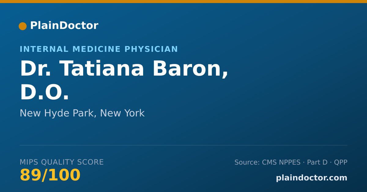 Shareable card for Tatiana Baron, D.O. - Internal Medicine Physician, New Hyde Park, NY