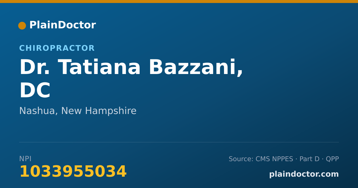 Shareable card for Tatiana Bazzani, DC - Chiropractor, Nashua, NH