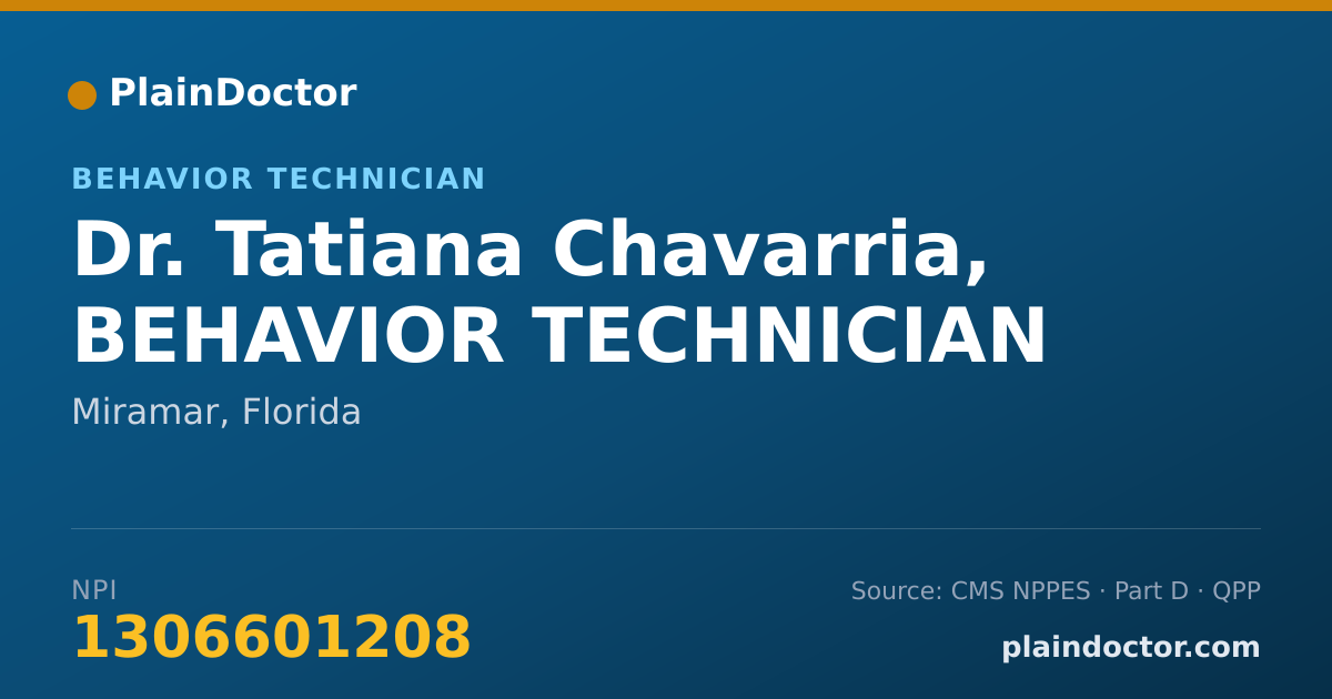 Shareable card for Tatiana Chavarria, BEHAVIOR TECHNICIAN - Behavior Technician, Miramar, FL