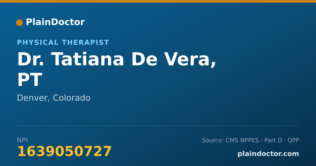 Shareable card for Tatiana De Vera, PT - Physical Therapist, Denver, CO