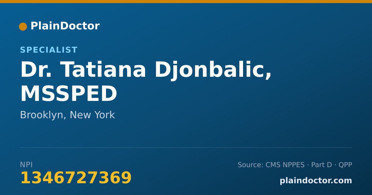 Shareable card for Tatiana Djonbalic, MSSPED - Specialist, Brooklyn, NY