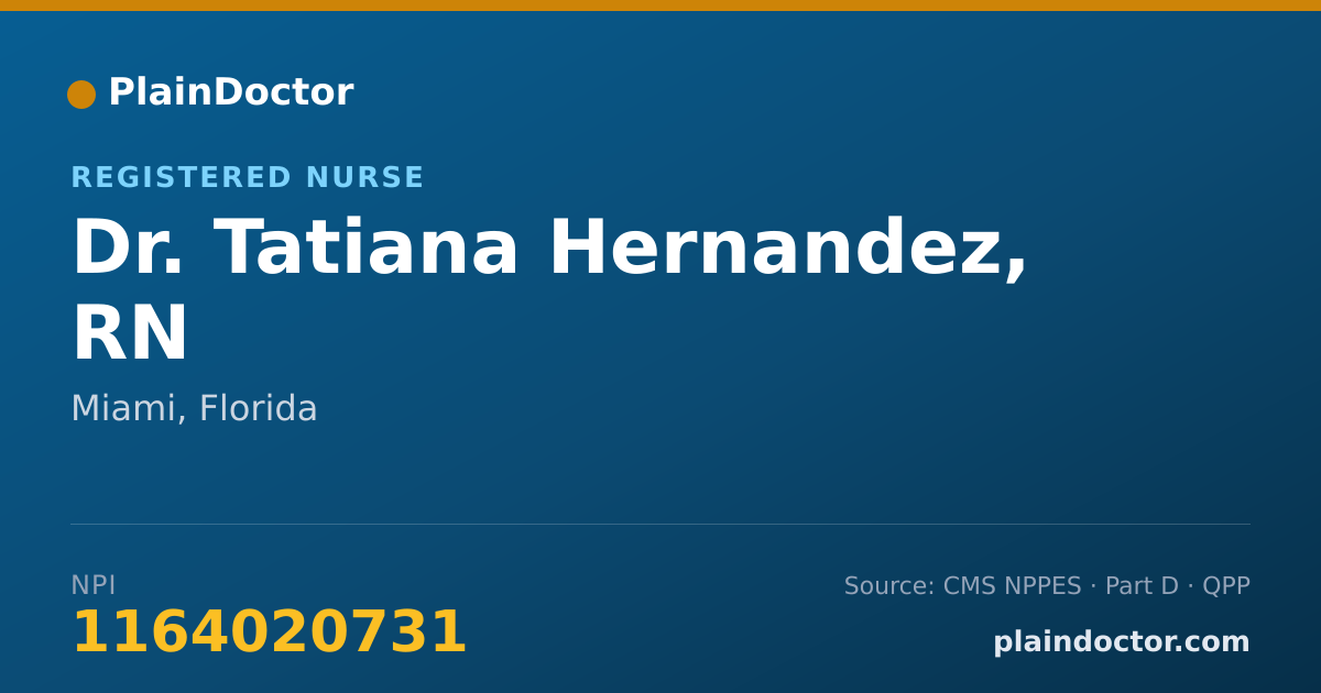 Shareable card for Tatiana Hernandez, RN - Registered Nurse, Miami, FL