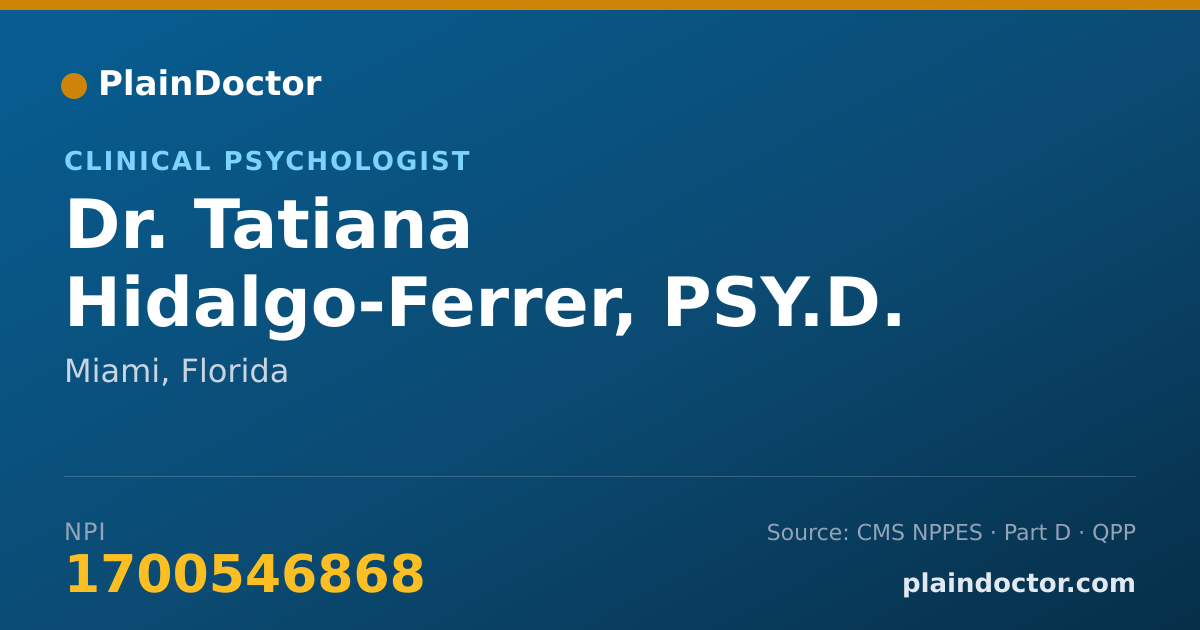 Shareable card for Tatiana Hidalgo-Ferrer, PSY.D. - Clinical Psychologist, Miami, FL
