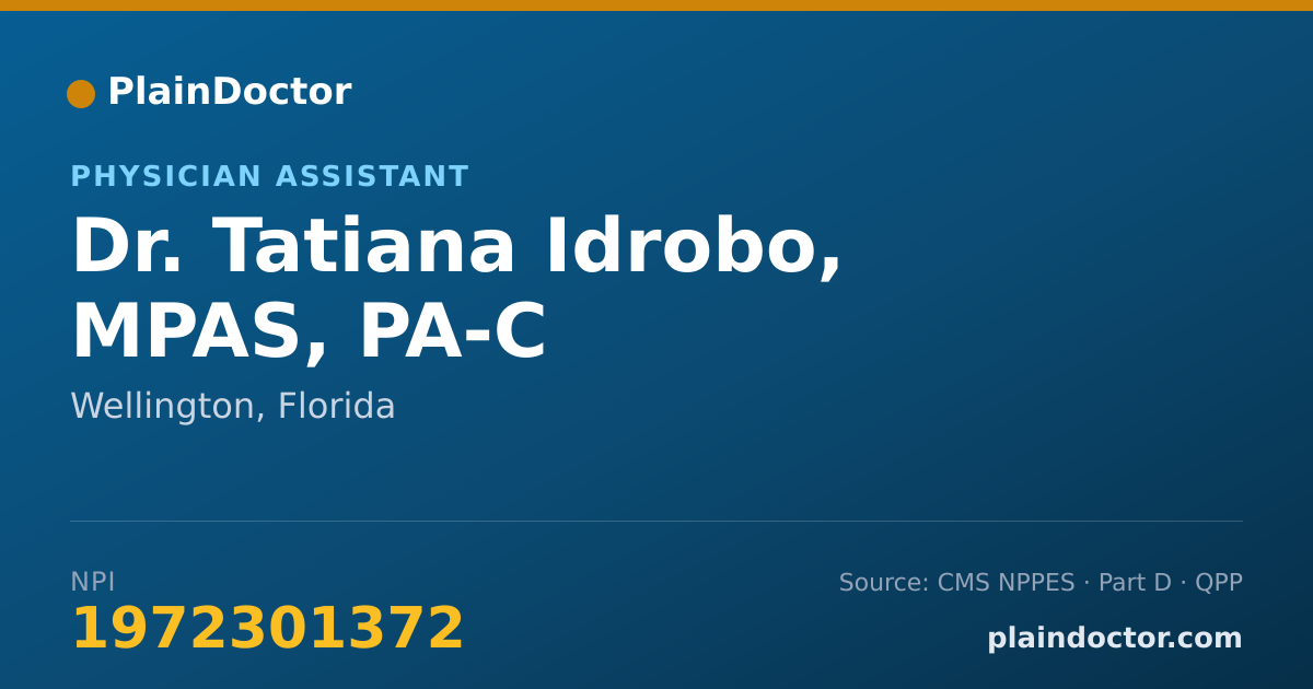 Shareable card for Tatiana Idrobo, MPAS, PA-C - Physician Assistant, Wellington, FL