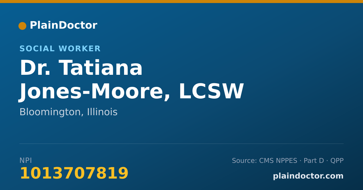 Shareable card for Tatiana Jones-Moore, LCSW - Social Worker, Bloomington, IL