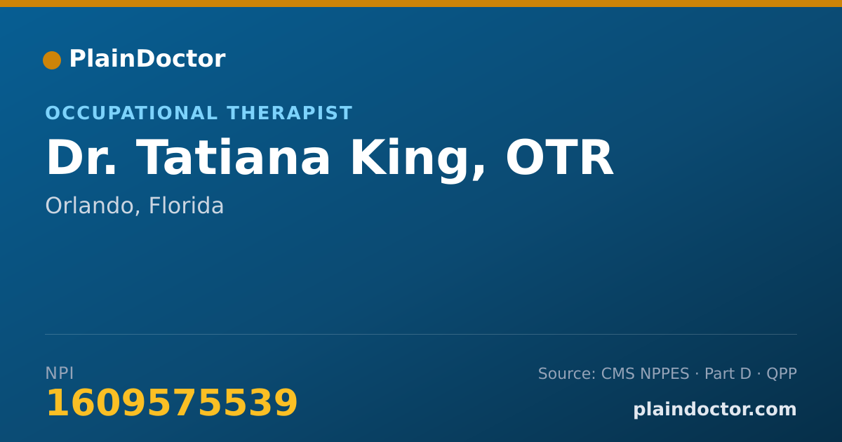 Shareable card for Tatiana King, OTR - Occupational Therapist, Orlando, FL