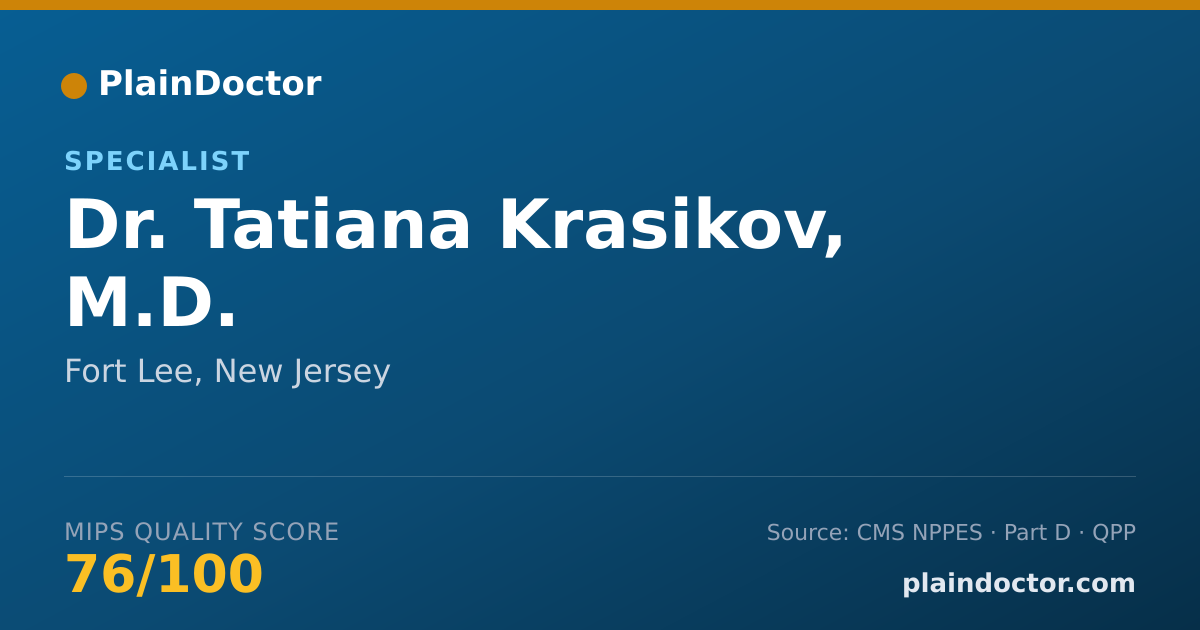 Shareable card for Tatiana Krasikov, M.D. - Specialist, Fort Lee, NJ