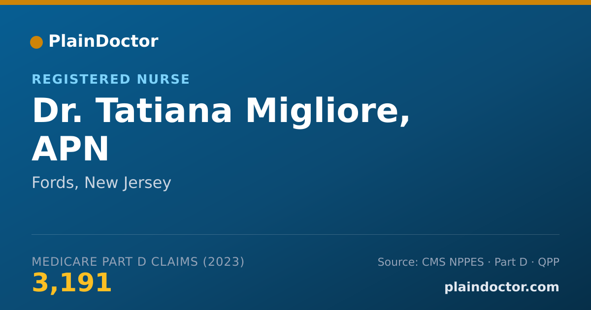 Shareable card for Tatiana Migliore, APN - Registered Nurse, Fords, NJ