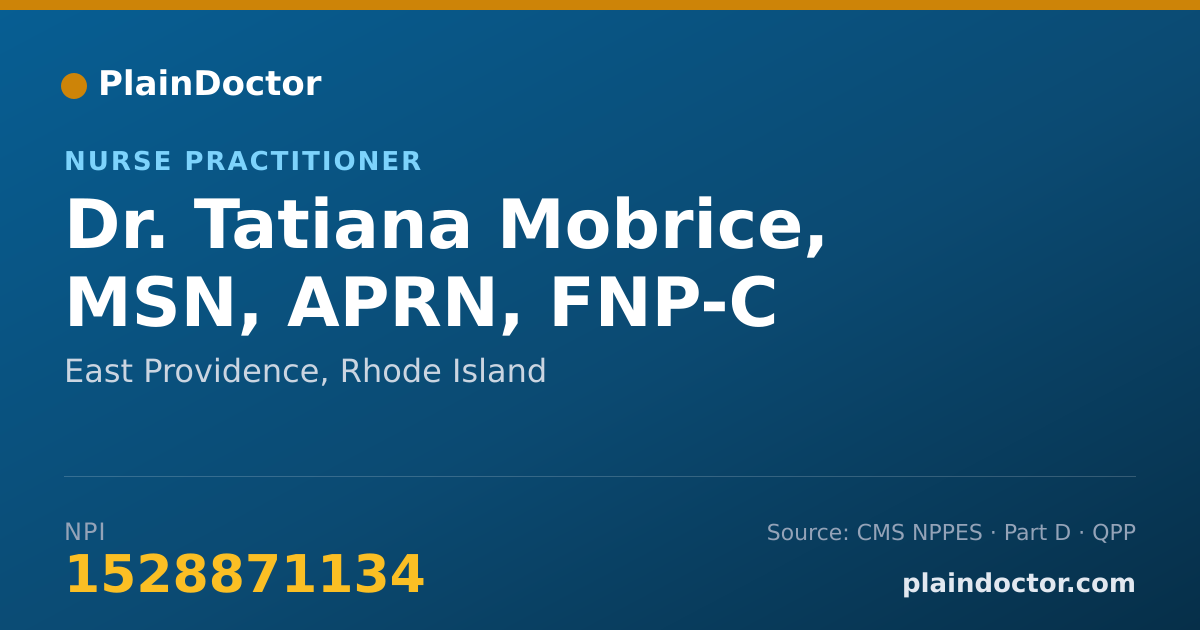 Shareable card for Tatiana Mobrice, MSN, APRN, FNP-C - Nurse Practitioner, East Providence, RI