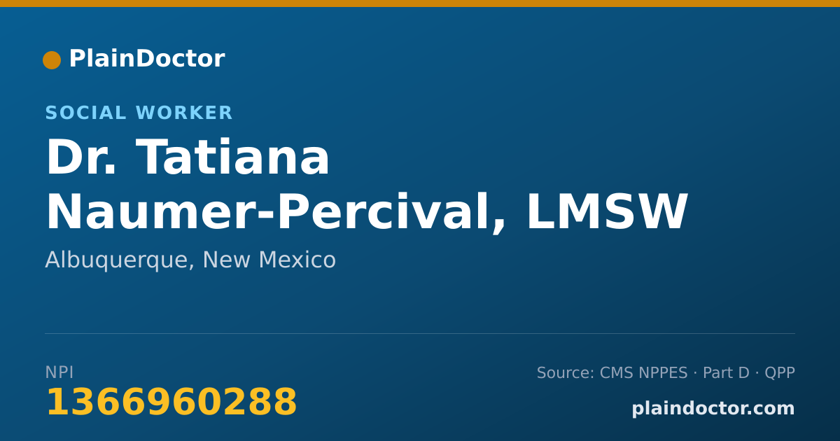 Shareable card for Tatiana Naumer-Percival, LMSW - Social Worker, Albuquerque, NM