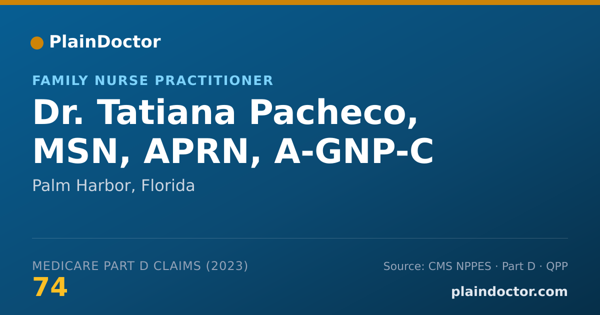 Shareable card for Tatiana Pacheco, MSN, APRN, A-GNP-C - Family Nurse Practitioner, Palm Harbor, FL
