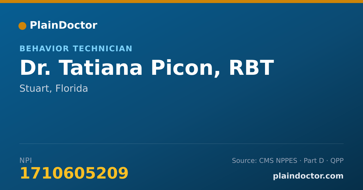 Shareable card for Tatiana Picon, RBT - Behavior Technician, Stuart, FL