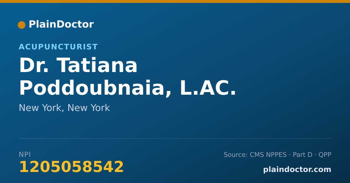 Shareable card for Tatiana Poddoubnaia, L.AC. - Acupuncturist, New York, NY