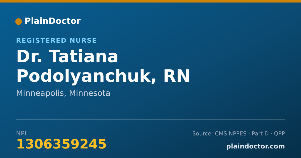 Shareable card for Tatiana Podolyanchuk, RN - Registered Nurse, Minneapolis, MN