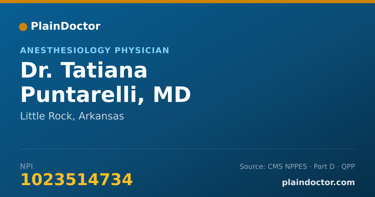 Shareable card for Tatiana Puntarelli, MD - Anesthesiology Physician, Little Rock, AR