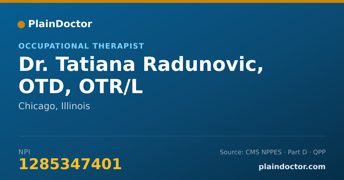 Shareable card for Tatiana Radunovic, OTD, OTR/L - Occupational Therapist, Chicago, IL