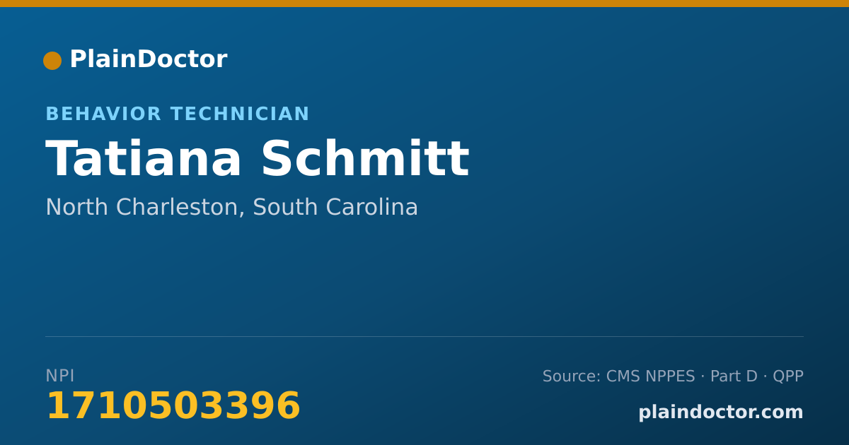 Shareable card for Tatiana Schmitt - Behavior Technician, North Charleston, SC