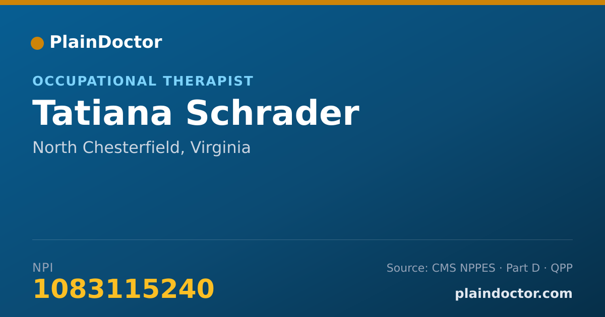 Shareable card for Tatiana Schrader - Occupational Therapist, North Chesterfield, VA
