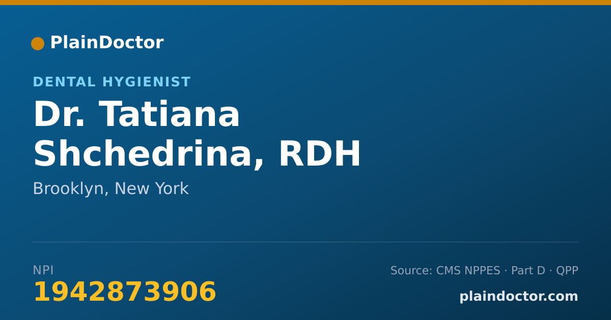 Shareable card for Tatiana Shchedrina, RDH - Dental Hygienist, Brooklyn, NY