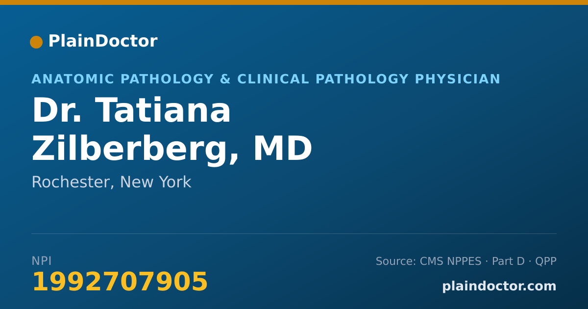 Shareable card for Tatiana Zilberberg, MD - Anatomic Pathology & Clinical Pathology Physician, Rochester, NY