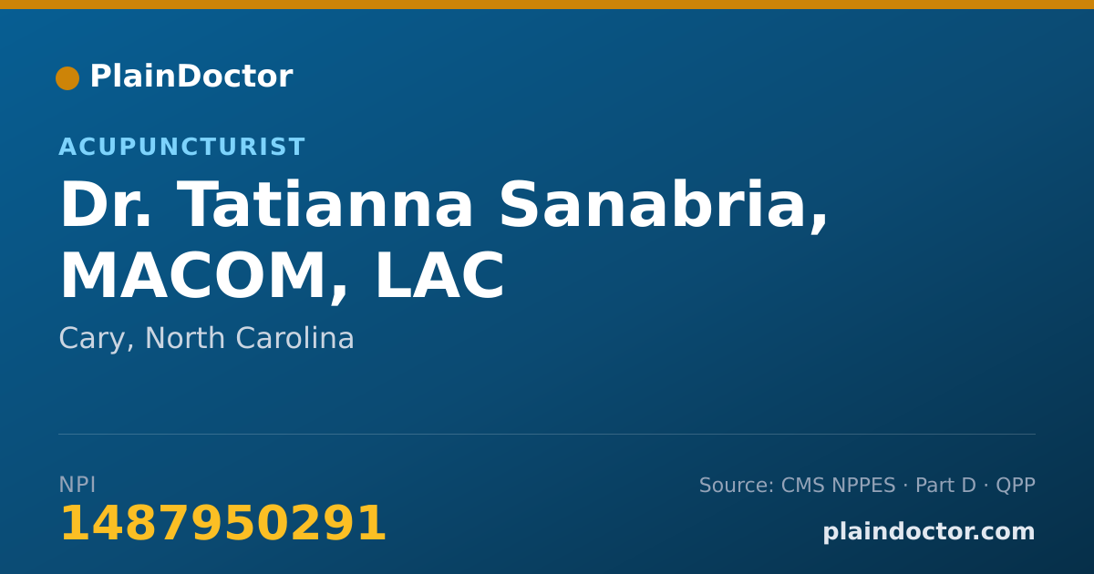 Shareable card for Tatianna Sanabria, MACOM, LAC - Acupuncturist, Cary, NC