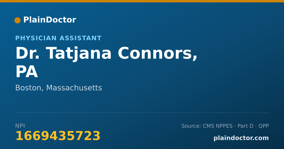Shareable card for Tatjana Connors, PA - Physician Assistant, Boston, MA
