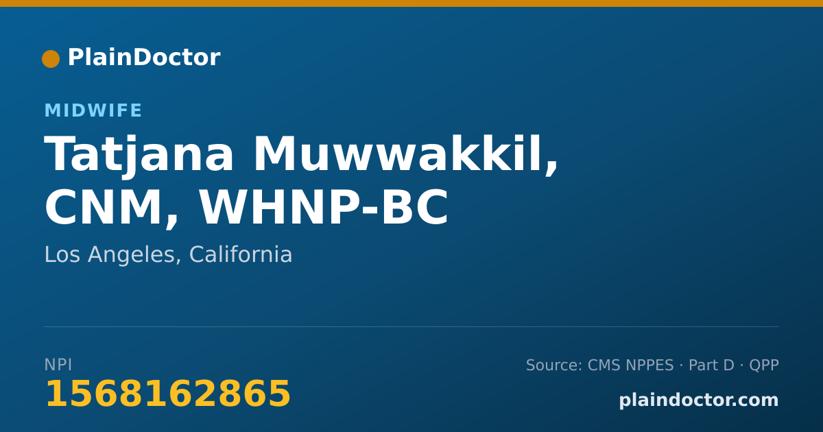 Shareable card for Tatjana Muwwakkil, CNM, WHNP-BC - Midwife, Los Angeles, CA