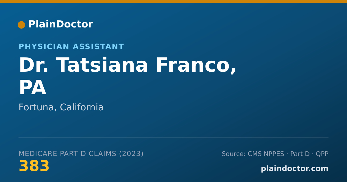Shareable card for Tatsiana Franco, PA - Physician Assistant, Fortuna, CA
