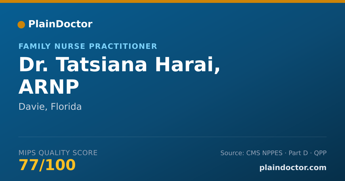 Shareable card for Tatsiana Harai, ARNP - Family Nurse Practitioner, Davie, FL