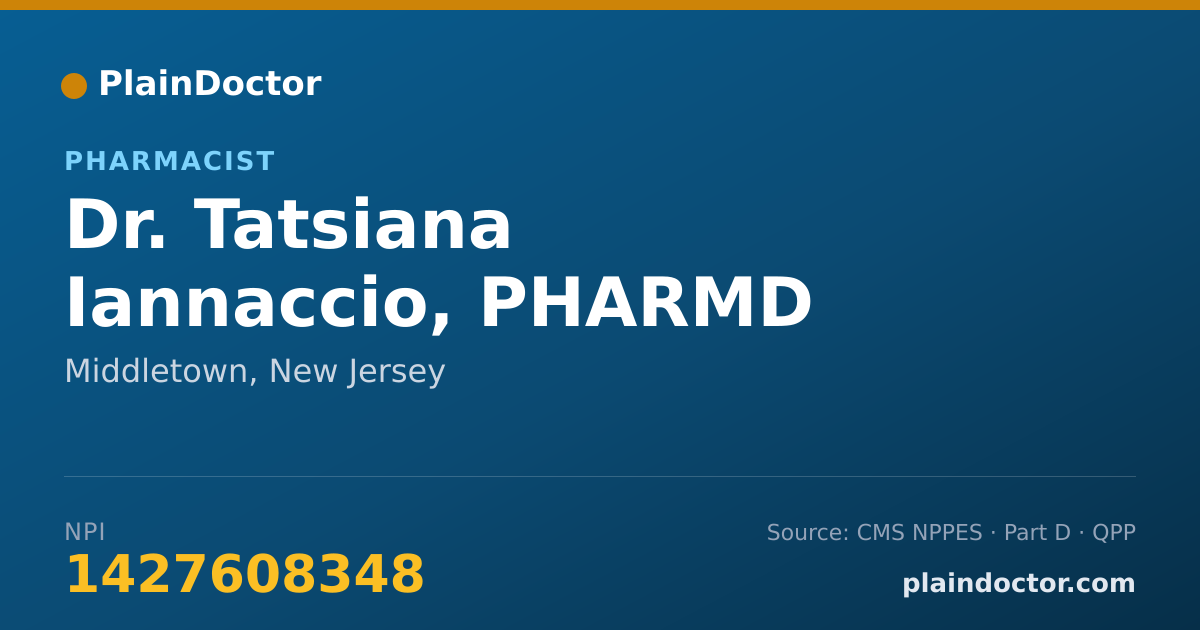 Shareable card for Tatsiana Iannaccio, PHARMD - Pharmacist, Middletown, NJ