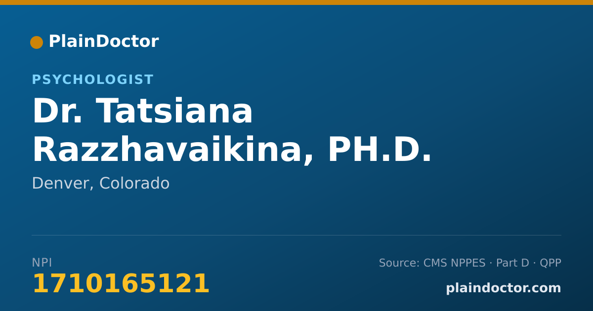 Shareable card for Tatsiana Razzhavaikina, PH.D. - Psychologist, Denver, CO