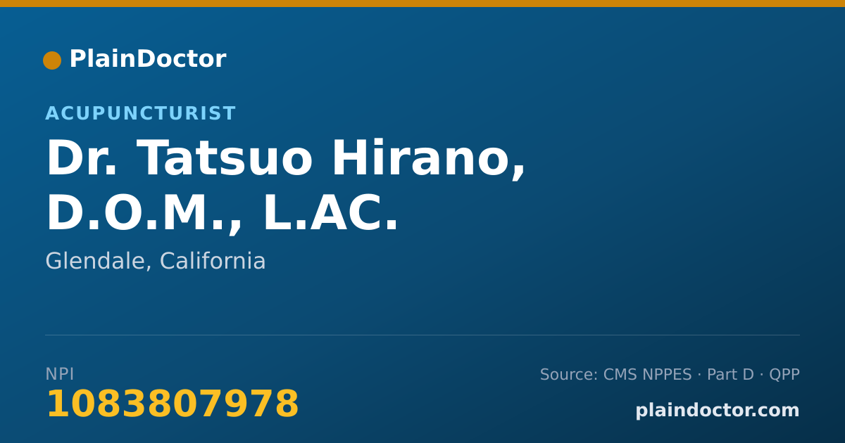 Shareable card for Tatsuo Hirano, D.O.M., L.AC. - Acupuncturist, Glendale, CA