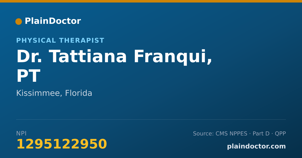 Shareable card for Tattiana Franqui, PT - Physical Therapist, Kissimmee, FL