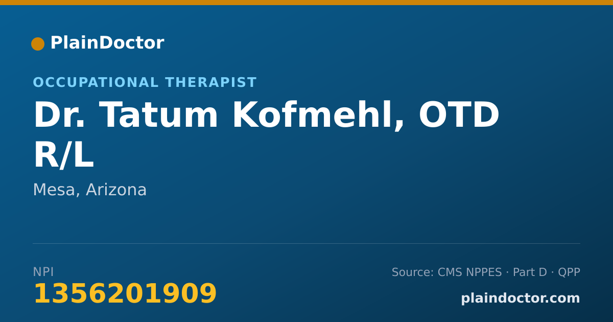 Shareable card for Tatum Kofmehl, OTD R/L - Occupational Therapist, Mesa, AZ