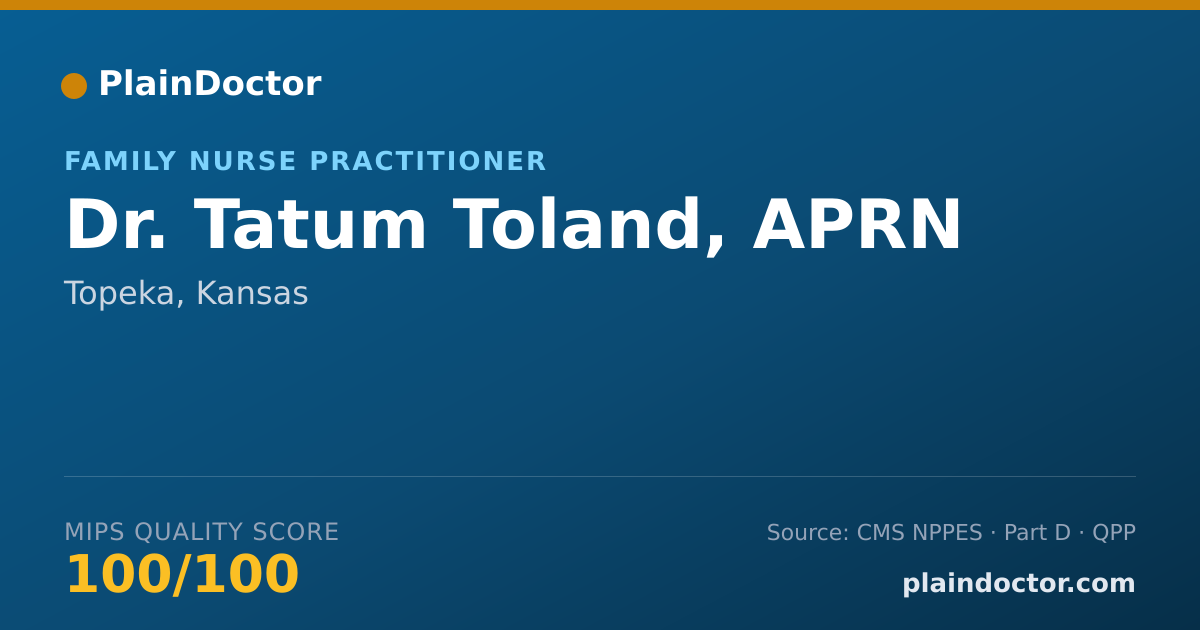 Shareable card for Tatum Toland, APRN - Family Nurse Practitioner, Topeka, KS