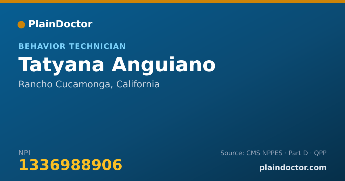 Shareable card for Tatyana Anguiano - Behavior Technician, Rancho Cucamonga, CA