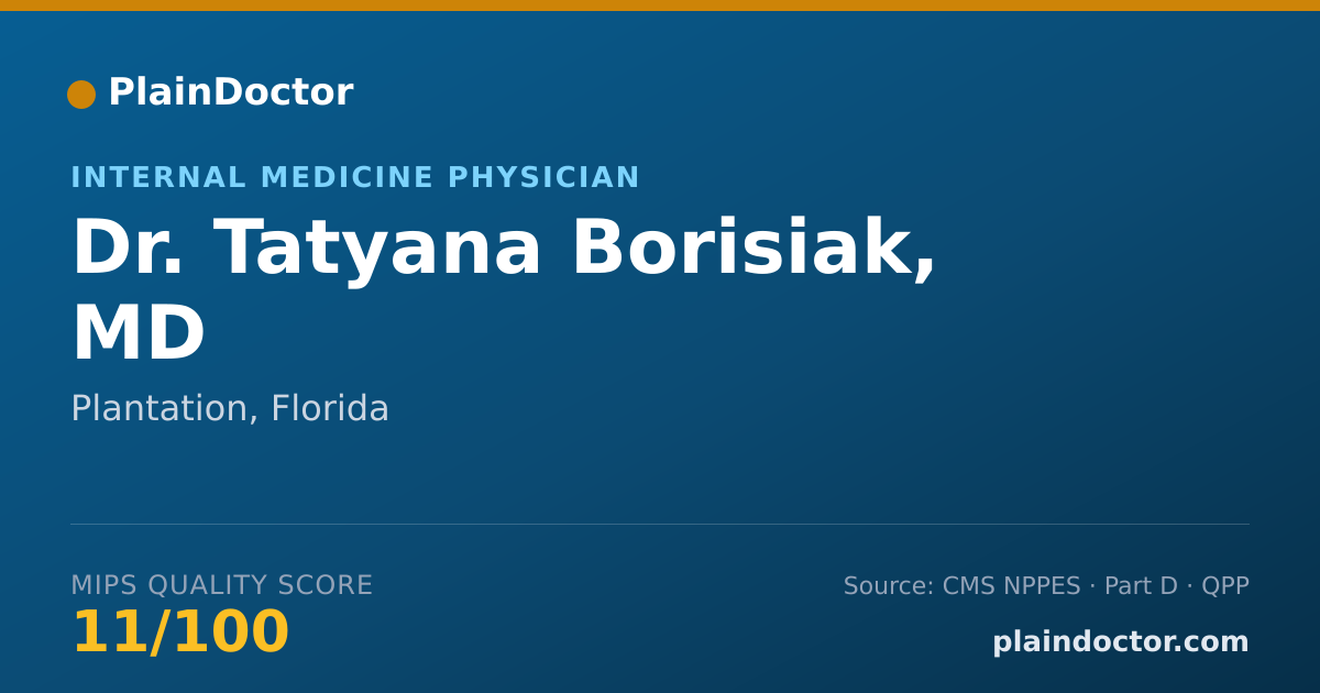 Shareable card for Tatyana Borisiak, MD - Internal Medicine Physician, Plantation, FL