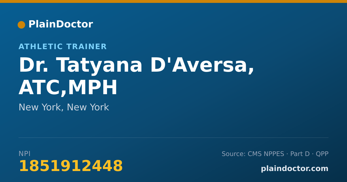 Shareable card for Tatyana D'Aversa, ATC,MPH - Athletic Trainer, New York, NY