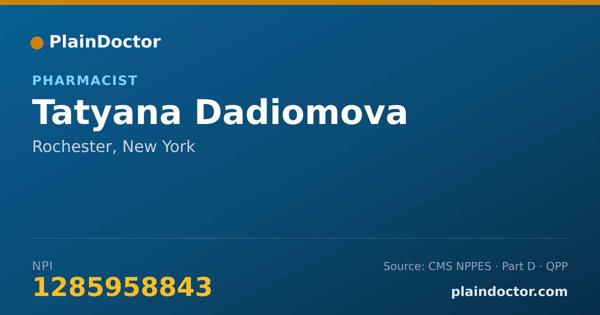 Shareable card for Tatyana Dadiomova - Pharmacist, Rochester, NY
