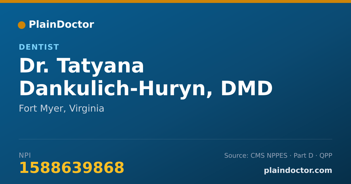 Shareable card for Tatyana Dankulich-Huryn, DMD - Dentist, Fort Myer, VA