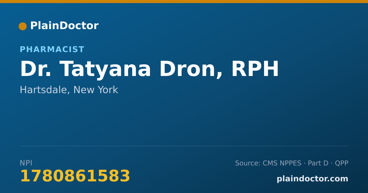 Shareable card for Tatyana Dron, RPH - Pharmacist, Hartsdale, NY